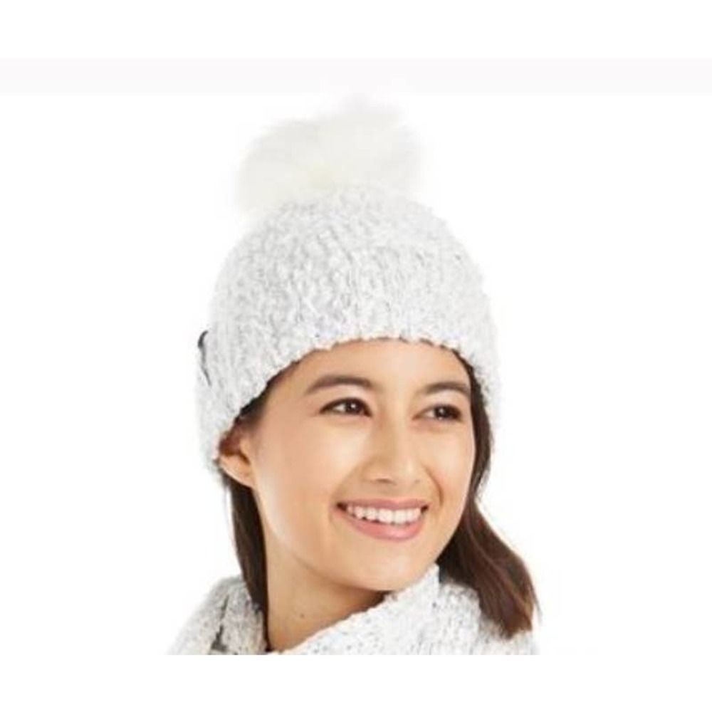 NWT - Calvin Klein Bouclé Metallic Faux Fur Pom